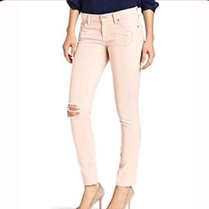 7 For All Mankind Light Pink Cigarette Destroyed Slim Jeans